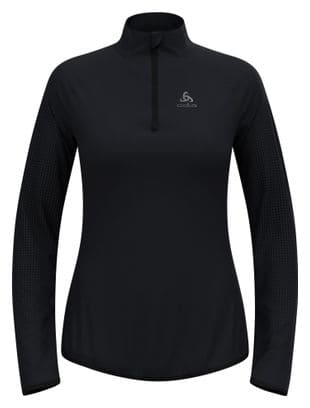 Dames hardloopsweater Odlo Zeroweight Warm 2.0 1/2 Zip Zwart