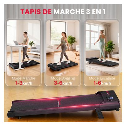 Tapis de marche Fitness T7 compact sous bureau Noir avec tapis