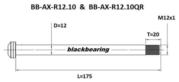 Axe de roue Blackbearing - R12.10 - (12 mm - 175 - M12x1 - 2