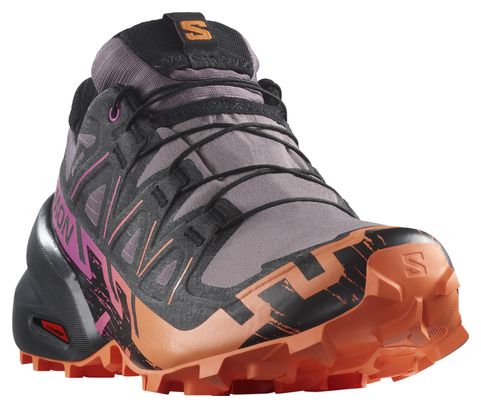 Chaussures de Trail Running Femme Salomon Speedcross 6 GTX Rose Orange Noir