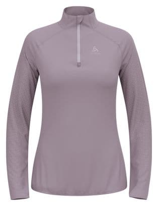Dames hardlooptrui Odlo Zeroweight Warm 2.0 1/2 Zip Mauve