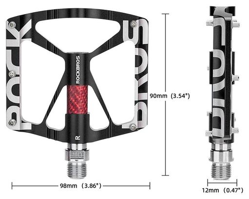 Pédales de vélo en alliage d'aluminium Rockbros  - Noir