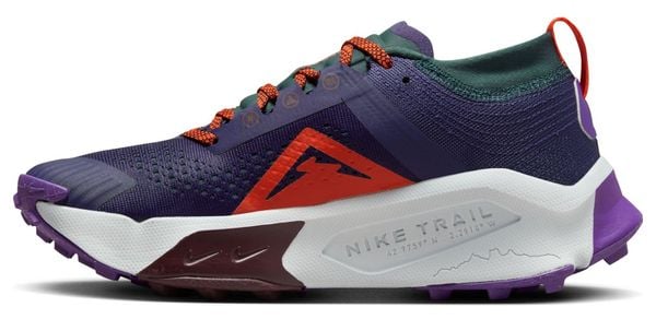 Zapatilla Nike ZoomX Zegama Trail Running Mujer Azul Violeta Naranja