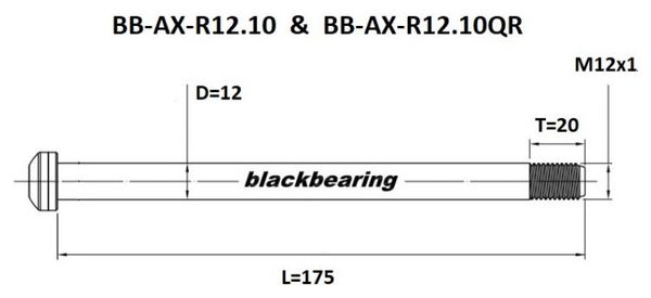 Axe de roue Blackbearing - R12.10QR - (12 mm - 175 - M12x1 -