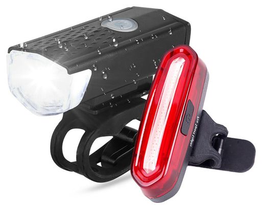 Kit d'éclairage vélo USB rechargeable 300 et 120 Lumen LED