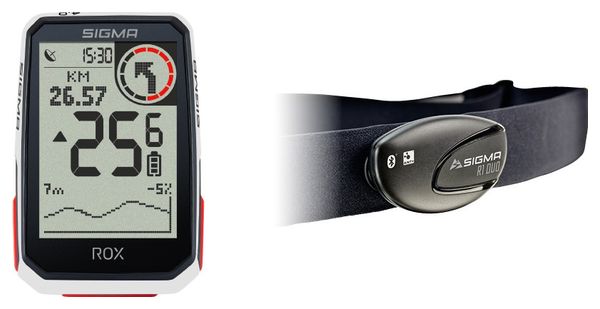 Compteur GPS Sigma ROX 4.0 Pack Cardio Blanc