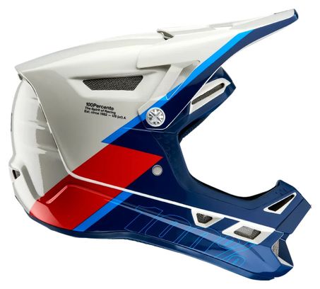 100% Aircraft Composite Trigger Full Face Helm White Blue Red