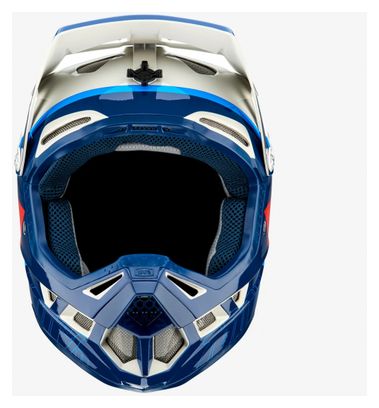 Casco integrale Trigger 100% in composito aeronautico Bianco Blu Rosso