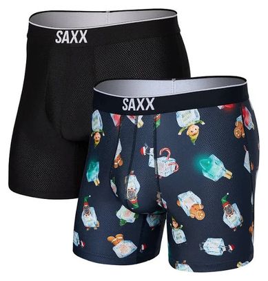 Pack of 2 Boxers Saxx Volt Breath Mesh Holidays On Ice Black