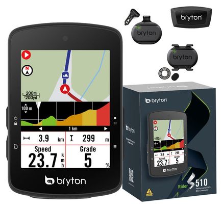 Compteur GPS Bryton Rider S510 T + Ceinture Cardio/Capteur Cadence/Capteur Vitesse