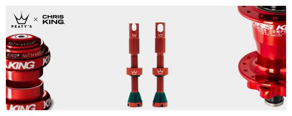 Peaty's x Chris King MK2 60mm Tubeless Valves Red