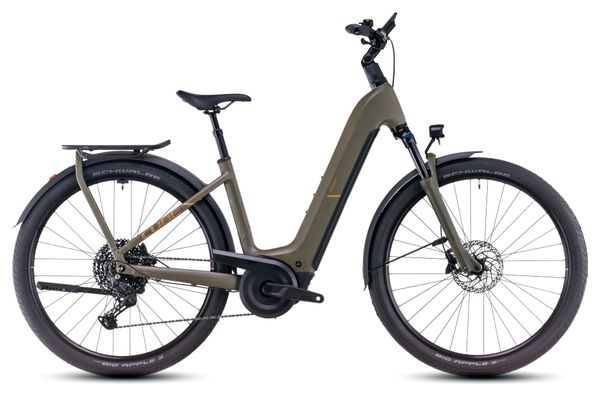 Cube Kathmandu Hybrid Pro 800 Elektrische Hybride Fiets Shimano Cues 11S 800 Wh 700 mm Stoffig Olijfgroen 2025