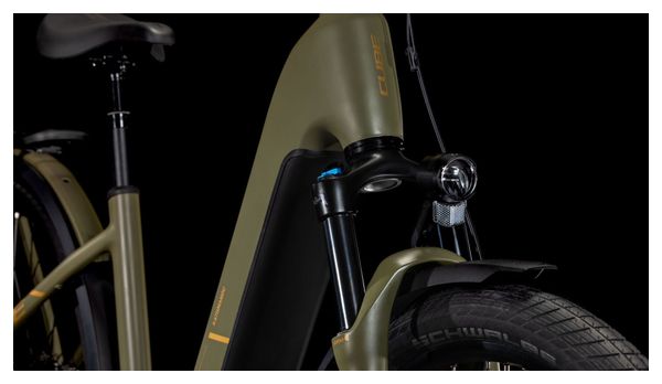 Cube Kathmandu Hybrid Pro 800 Elektrische Hybride Fiets Shimano Cues 11S 800 Wh 700 mm Stoffig Olijfgroen 2025