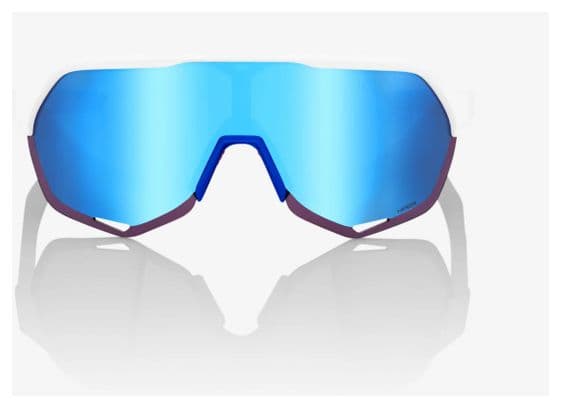 Brille 100% S2 Total Energies Team Matte Weiß - Verspiegelte Gläser Mehrschicht Metallic Blau Hiper