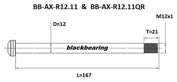 Axe de roue Blackbearing - R12.11QR - (12 mm - 167- M12x1 -