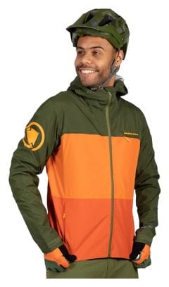 Endura SingleTrack II Waterproof Jacket Green / Orange XXL