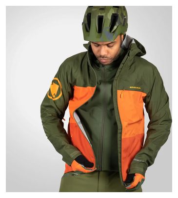 Veste Imperméable Endura SingleTrack II Vert / Orange XXL