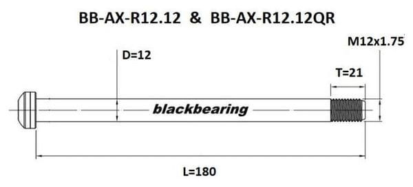 Axe de roue Blackbearing - R12.12 - (12 mm - 180- M12x1.75 -