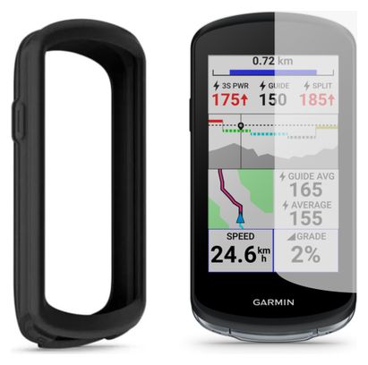 Ecran de protection en verre trempé et Housse de protection silicone pour Garmin Edge 1040/1040 Solar