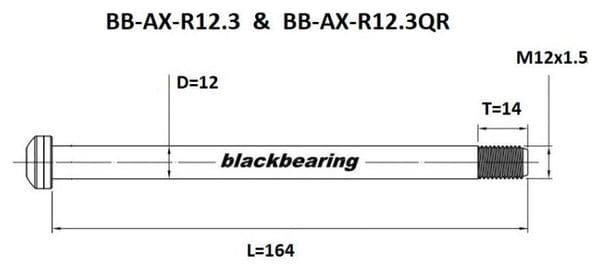 Axe de roue Blackbearing - R12.3 - ( 12 mm - 164 - M12x1 5 -