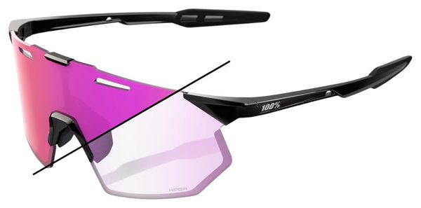 100% Hypercraft SQ Gloss Black Glasses / Purple Mirror Photochromic Lenses