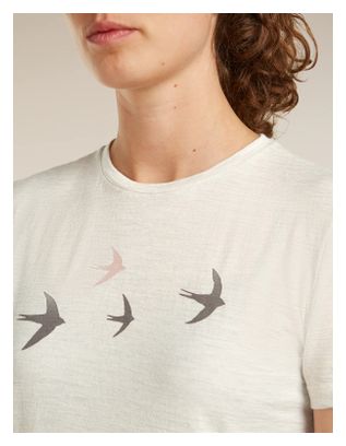 Maglietta Icebreaker 150 Tech Lite Tee Bird Transit Bianca da donna 