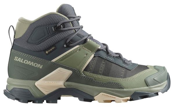 Chaussures Outdoor Salomon X Ultra 5 Mid GTX Kaki/Rose Femme