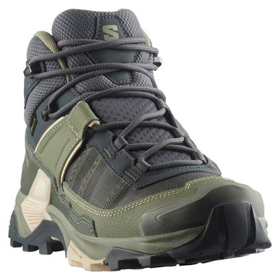 Chaussures Outdoor Salomon X Ultra 5 Mid GTX Kaki/Rose Femme