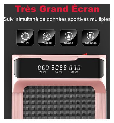 Tapis de course Fitness Q2-1 compact pliable Rose avec tapis