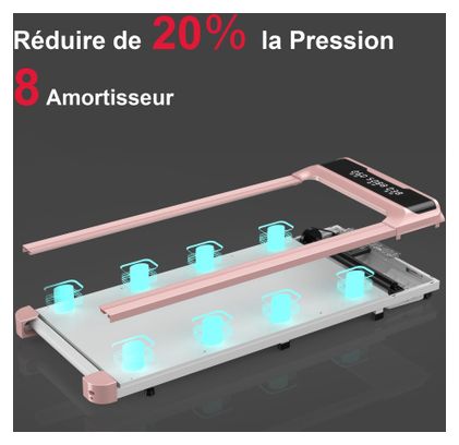 Tapis de course Fitness Q2-1 compact pliable Rose avec tapis
