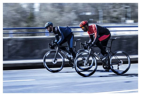 Cuissard Long Velo Avec Bretelless Avec Peau Rogelli Tyro - Homme - Noir/Rouge