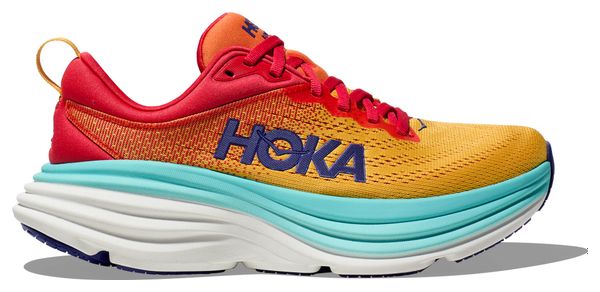 Hoka One One Bondi 8 Red Orange Blue Women's Running Shoes