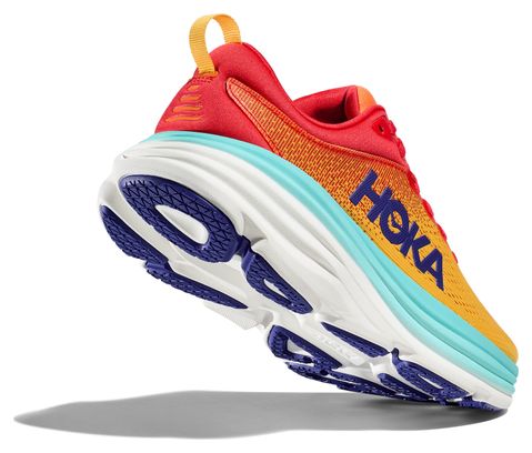 Hoka One One Bondi 8 Red Orange Blue Women's Running Shoes