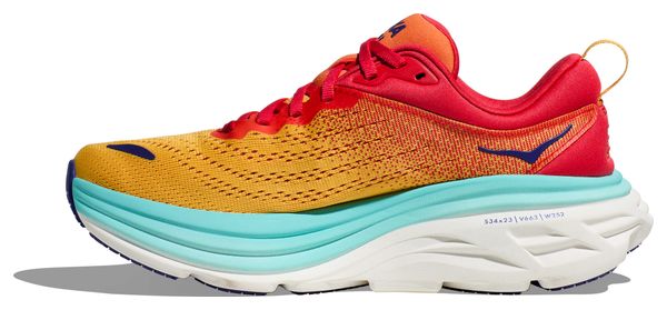 Zapatillas Hoka One One Bondi 8 Rojo Naranja Azul Mujer
