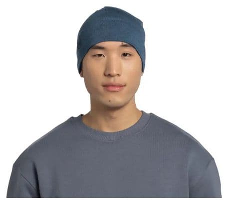 Buff Merino Midweight Beanie Melange Blue