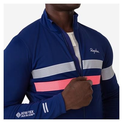 Maillot Rapha Brevet Windstopper de manga larga Azul/Rosa