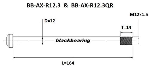 Axe de roue Blackbearing - R12.3QR - (12 mm - 164 - M12x1 5