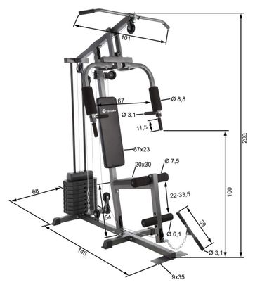 Station de musculation banc appareil complet exercices variés sport fitness