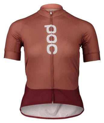 Women's Poc Essential Road Logo Short Sleeve Jersey Brown/Red