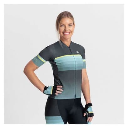 Maillot Manches Courtes Velo Rogelli Impress II - Femme - Menthe/Gris/Jaune