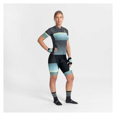 Maillot Manches Courtes Velo Rogelli Impress II - Femme - Menthe/Gris/Jaune