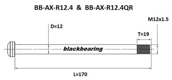 Axe de roue Blackbearing - R12.4 - ( 12 mm - 170 - M12x1 5 -