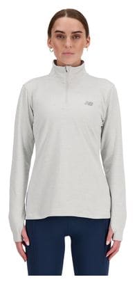 1/4 Zip Top New Balance Sport Essentials Space Dye Grau Damen