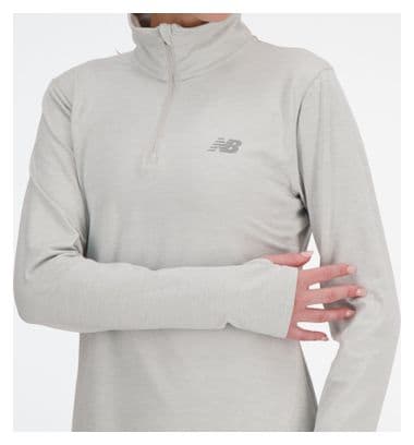 1/4 Zip Top New Balance Sport Essentials Space Dye Grau Damen