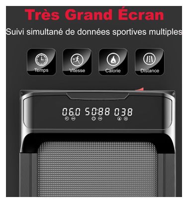 Tapis de course Fitness Q2-1 compact pliable Noir avec tapis