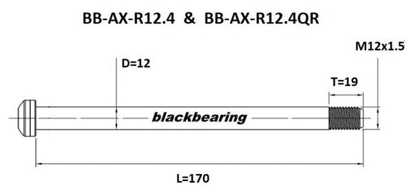 Axe de roue Blackbearing - R12.4QR - (12 mm - 170 - M12x1 5
