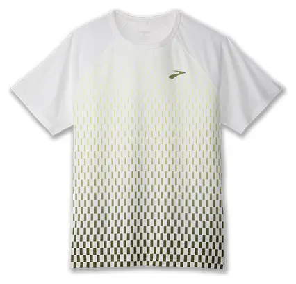 Camiseta de manga corta Brooks Atmosphere Run Blanco Amarillo para hombre