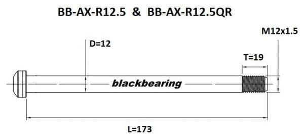 Axe de roue Blackbearing - R12.5 - (12 mm - 173 - M12x1 5 -