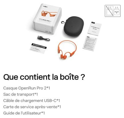 Casque à conduction osseuse Shokz OpenRun Pro 2 USB-C Orange