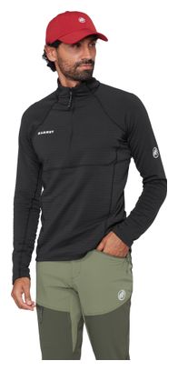 Sudadera polar Mammut Taiss con media cremallera, negra, para hombre